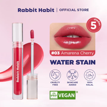 Rabbit Habit Lip Tint Water Stain Long Lasting Hydrating Lip Gloss Tahan Lama Dan EVE Vegan