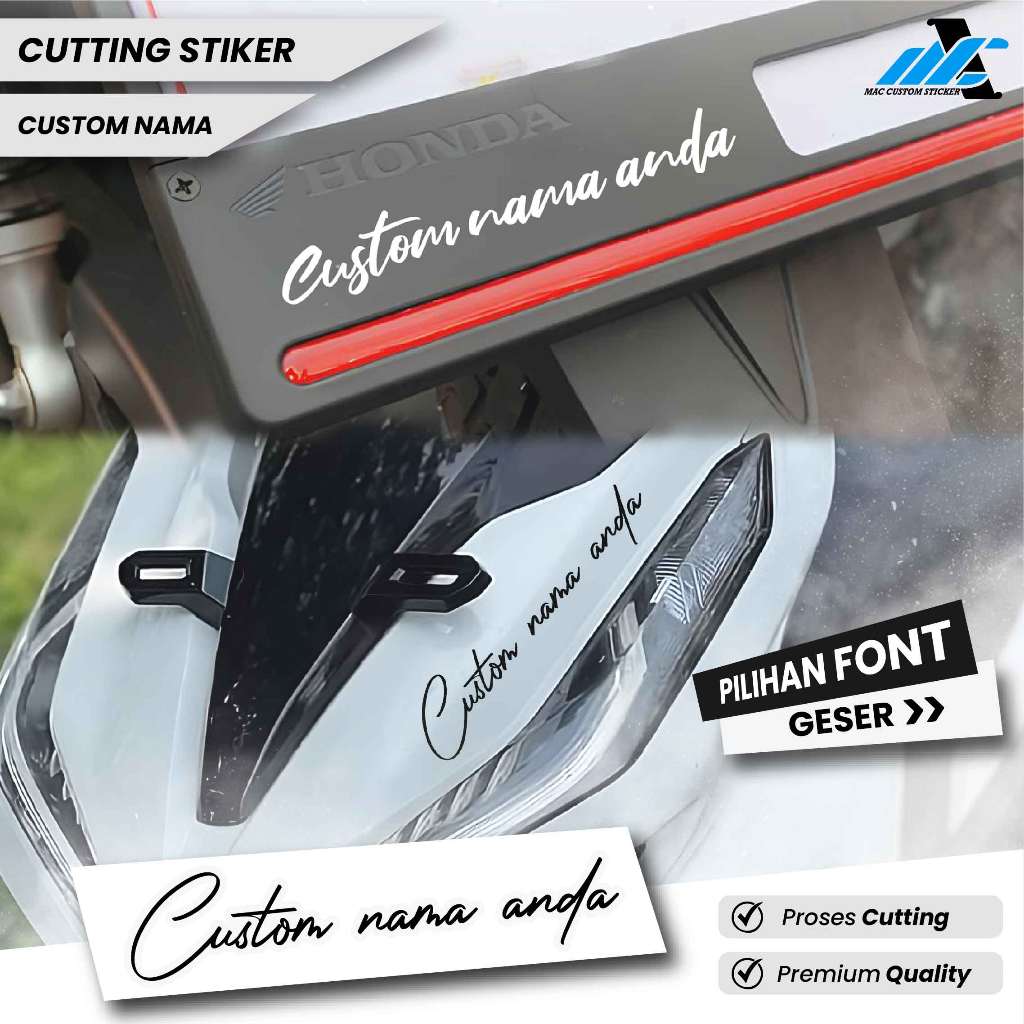 Jual Stiker Custom Nama Universal - Untuk Body Motor Plat Visor Kaca ...