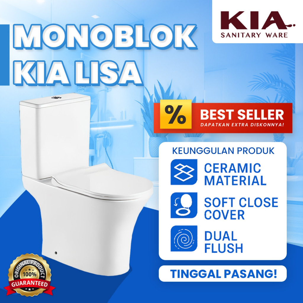 Kloset Duduk Soft Closing Dual Flush KIA Lisa 5001 - Monoblock Murah Sudah Soft Close Jepara