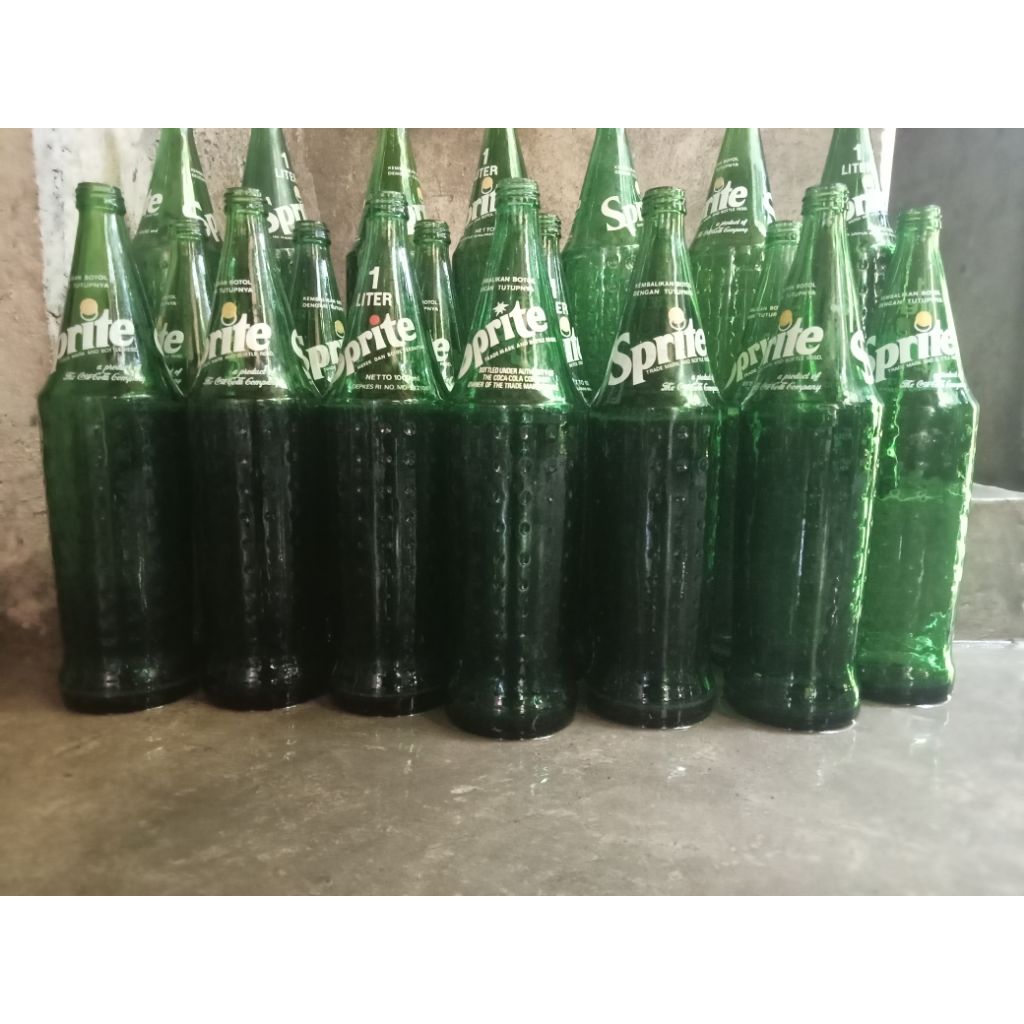 Jual Botol kaca sprite 1liter+tutup freee packing/botol fanta 1 liter ...