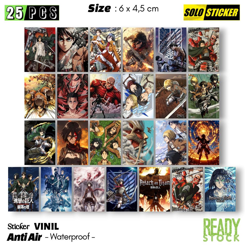 Jual Sticker Vinil Attack On Titan AOT Waterproof Sticker Laptop Paper ...