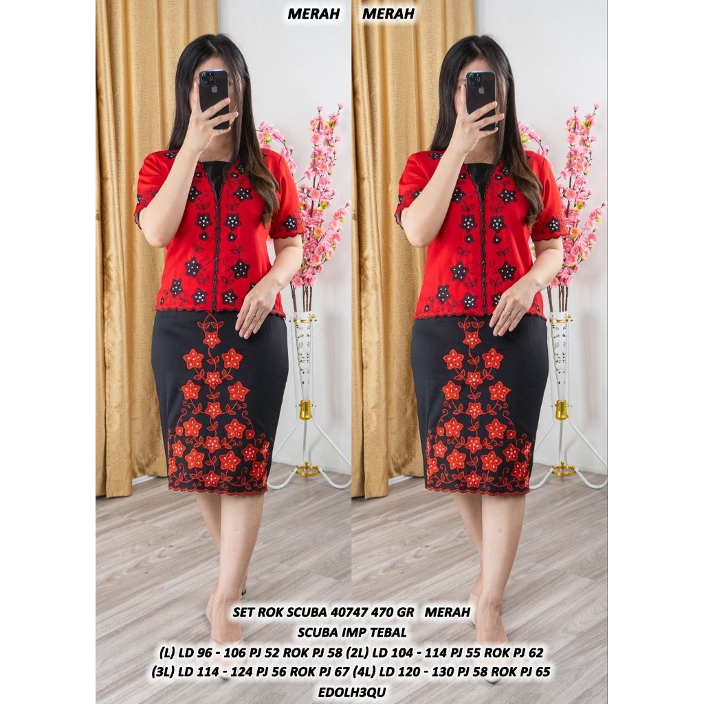 Jual Stelan rok kode 40747 bahan scuba, jumbo 4 ukuran, lengan pendek ...