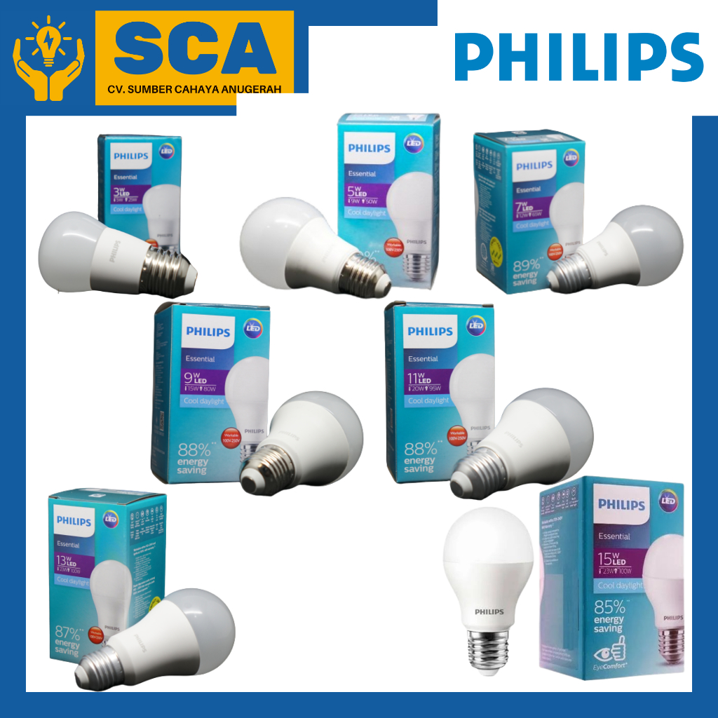 Jual LAMPU LED PHILIPS ESSENTIAL LED 3W 5W 7W 9W 11W 13W 15W BOHLAM LED ...