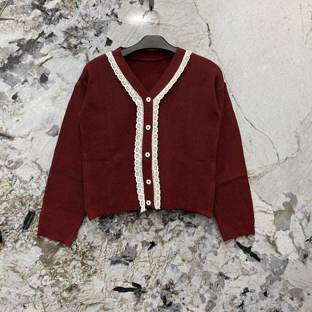 Jual Arsyi Cardigan Crop Rajut Outer Wanita Crop Bassic Motid Renda ...