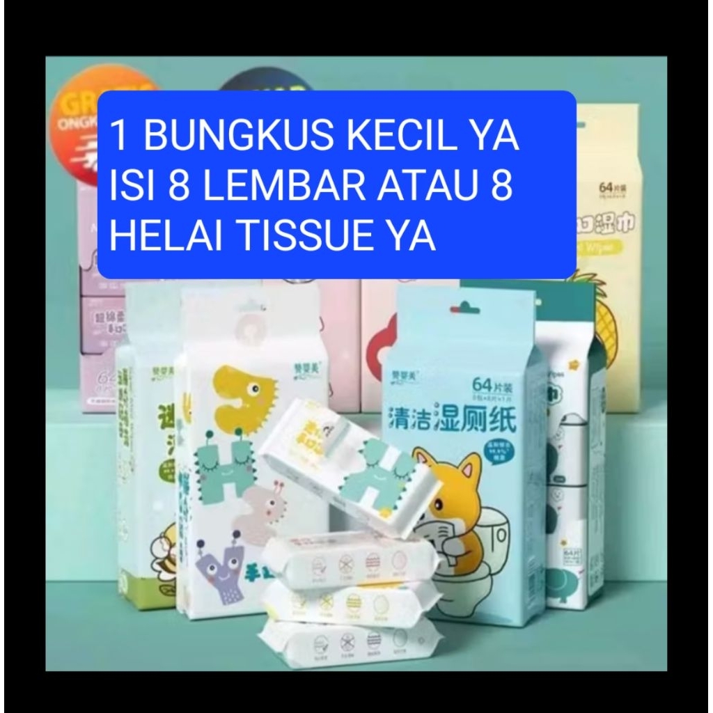 Jual TISU BASAH MINI BESAR ISI 8 PCS PACK KECIL TRAVEL BAYI BEBAS ...