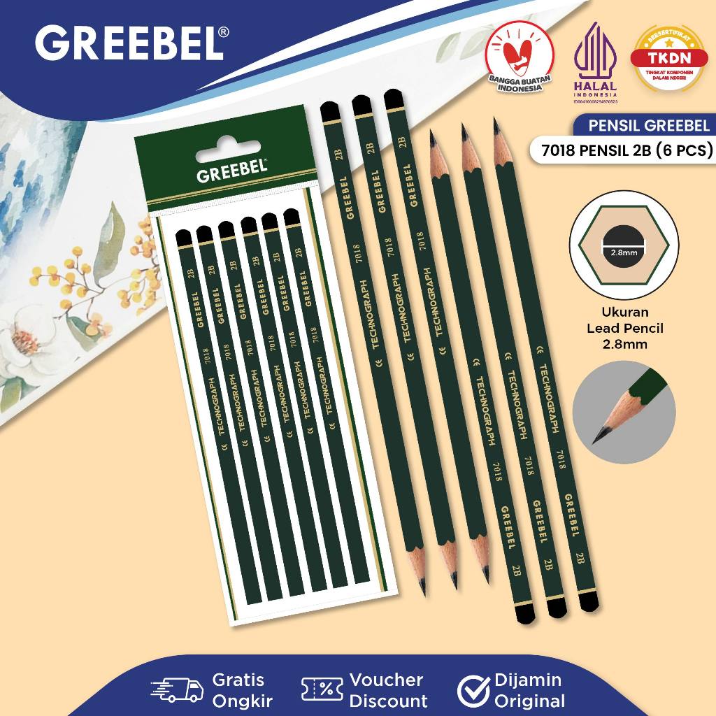 Jual GREEBEL Pensil Tulis 2B 7018 (6PCS/SET) Pensil Kayu Ujian / Pencil ...