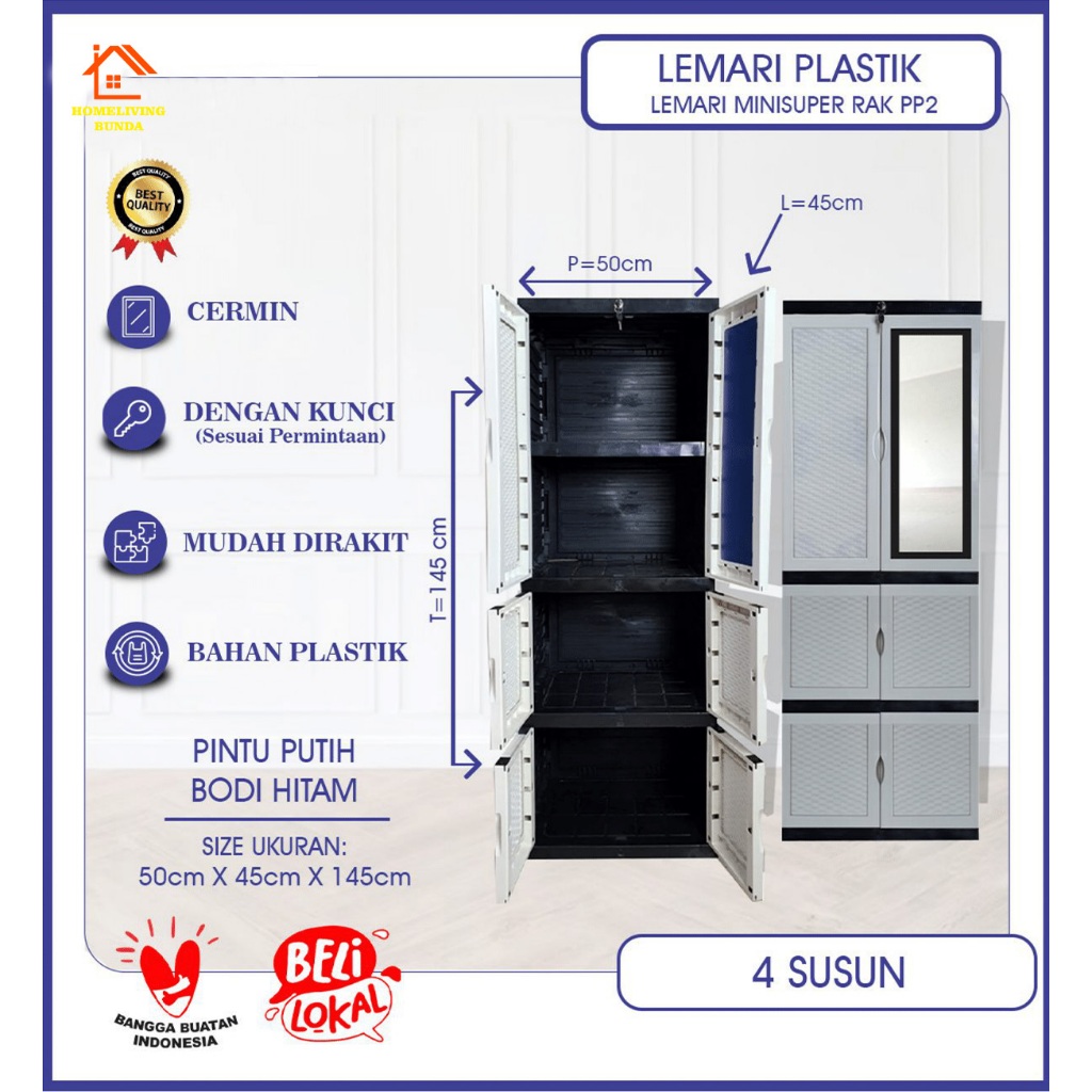 Jual Lemari Plastik / Lemari Pakaian Plasatik / Lemari 4 Pintu Panjang ...