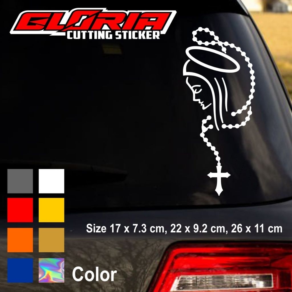 Jual Stiker Cutting Rohani Katolik Kalung Rosario Sticker Reflektif ...
