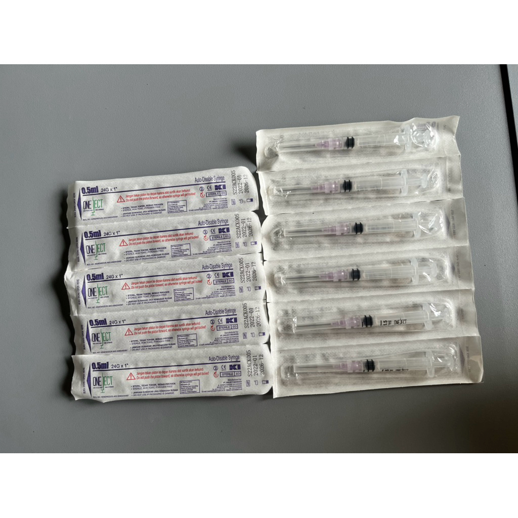 Jual ONEJECT Auto Disable Syringe 0,5 ml/Jarum Suntik/Spuit ONEJECT 0,5 ...