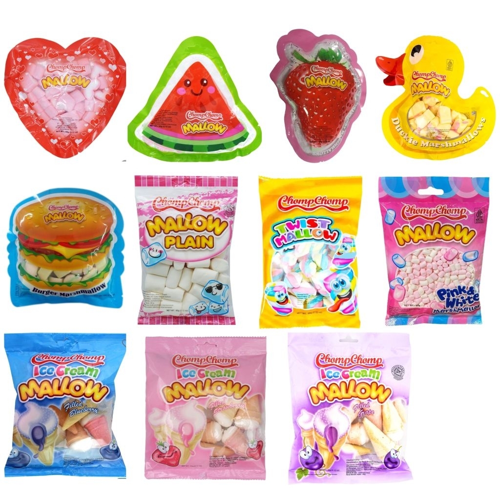Jual Chomp-Chomp Aneka Permen Marshamallow 11 macam plain duck semangka ...
