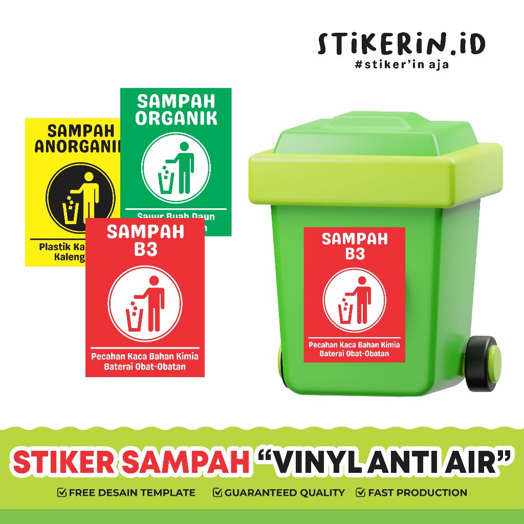 Jual Stiker Label SAMPAH / Stiker tong sampah bahan Vinyl Anti Air ...