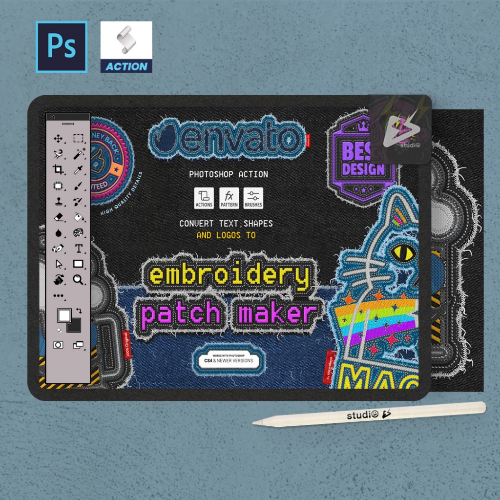 Jual Photoshop Action - IH Embroidery Patch Maker Photoshop Action ...