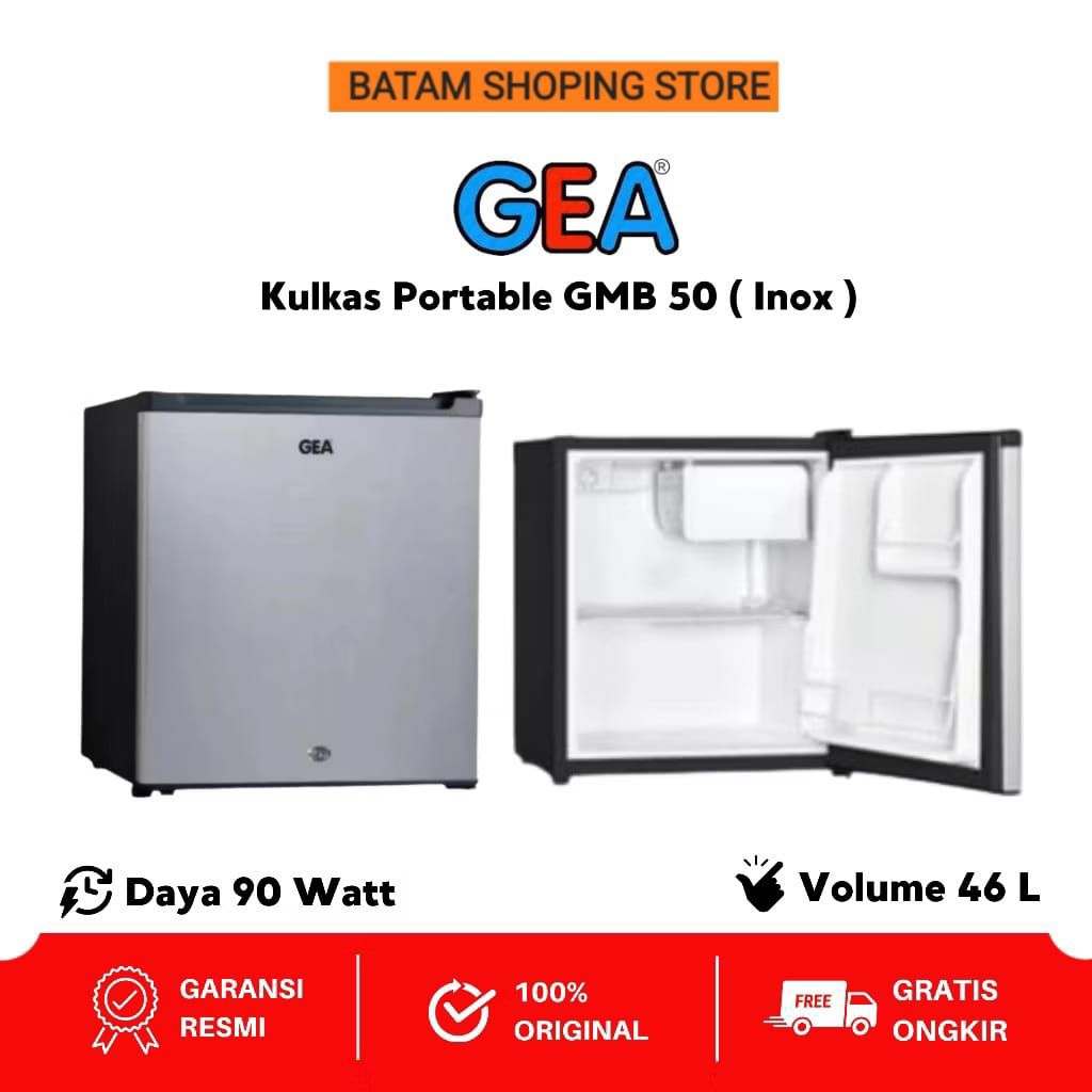 Jual KULKAS MINI GEA GMB 50 INOX 46 LITER GARANSI RESMI | Shopee Indonesia