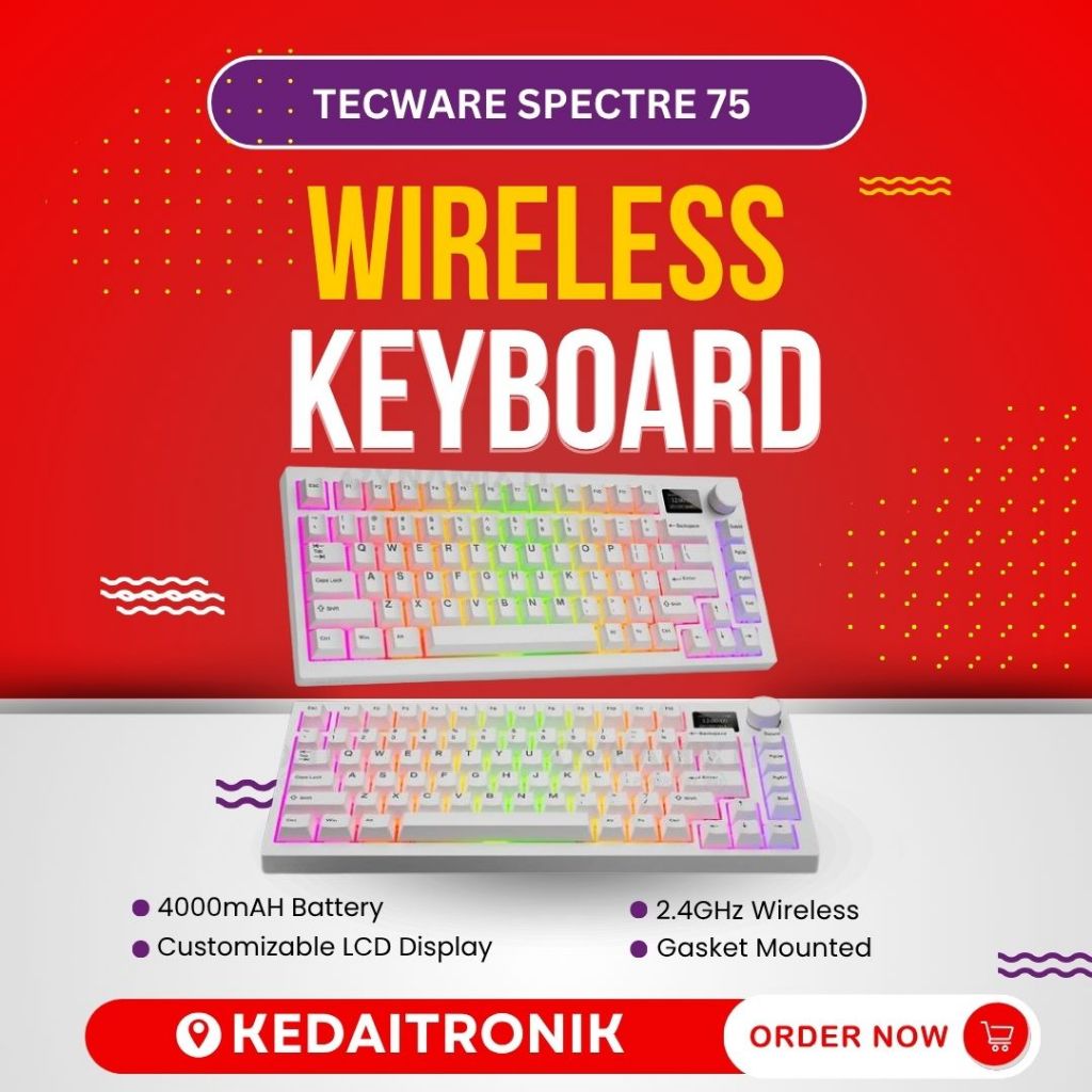 Jual Tecware Spectre 75 Gasket mounted Wireless Keyboard with LCD and ...