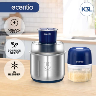 ecentio Food Chopper 3L Penggiling Daging Stainless 4 Mata Pisau Multifungsi Chopper Daging 300W 2 Kecepatan Food Grade Garansi 1 Tahun