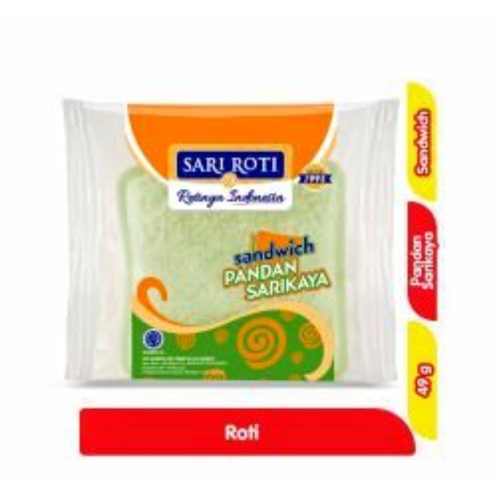 Jual Sari Roti Sandwich Rasa Pandan Isi Selai Sarikaya 49 g | Shopee ...