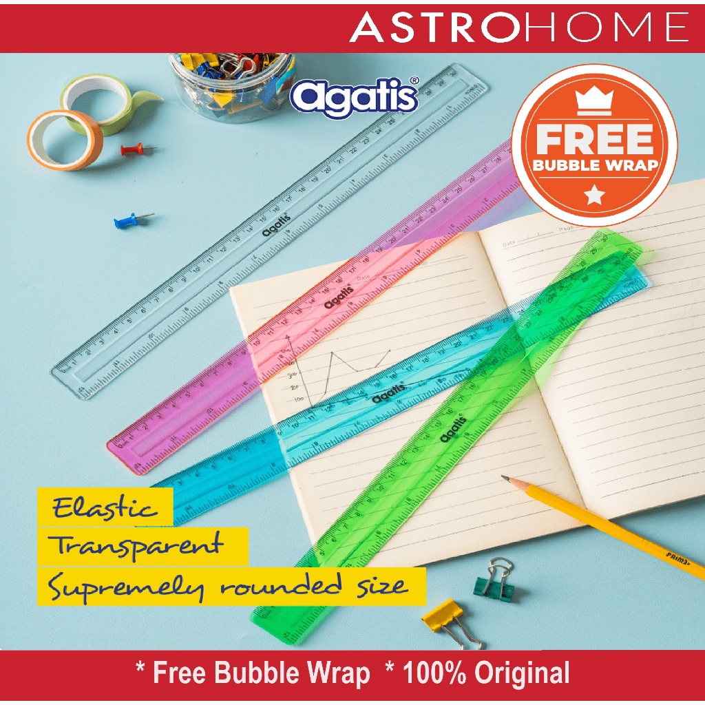 Jual Agatis Penggaris Plastik Mika Transparan Eco Ruler 30 Cm Warna ...