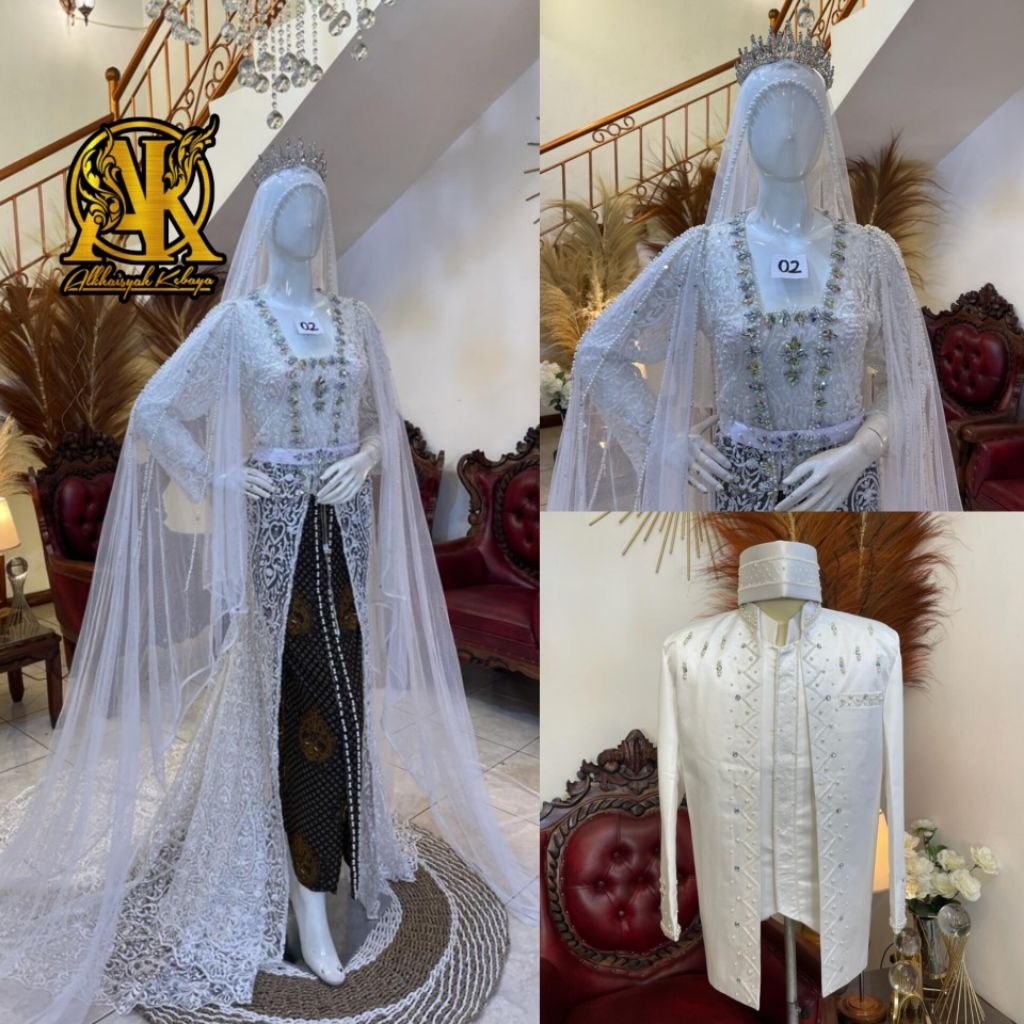 Jual Couple kebaya akad pengantin ekor / kebaya akad nikah modern ...