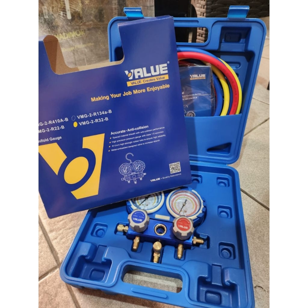 Jual MANIFOLD SET VALUE R32 | ANALYZER AC VALUE VMG-2-R32-B (KEMASAN ...