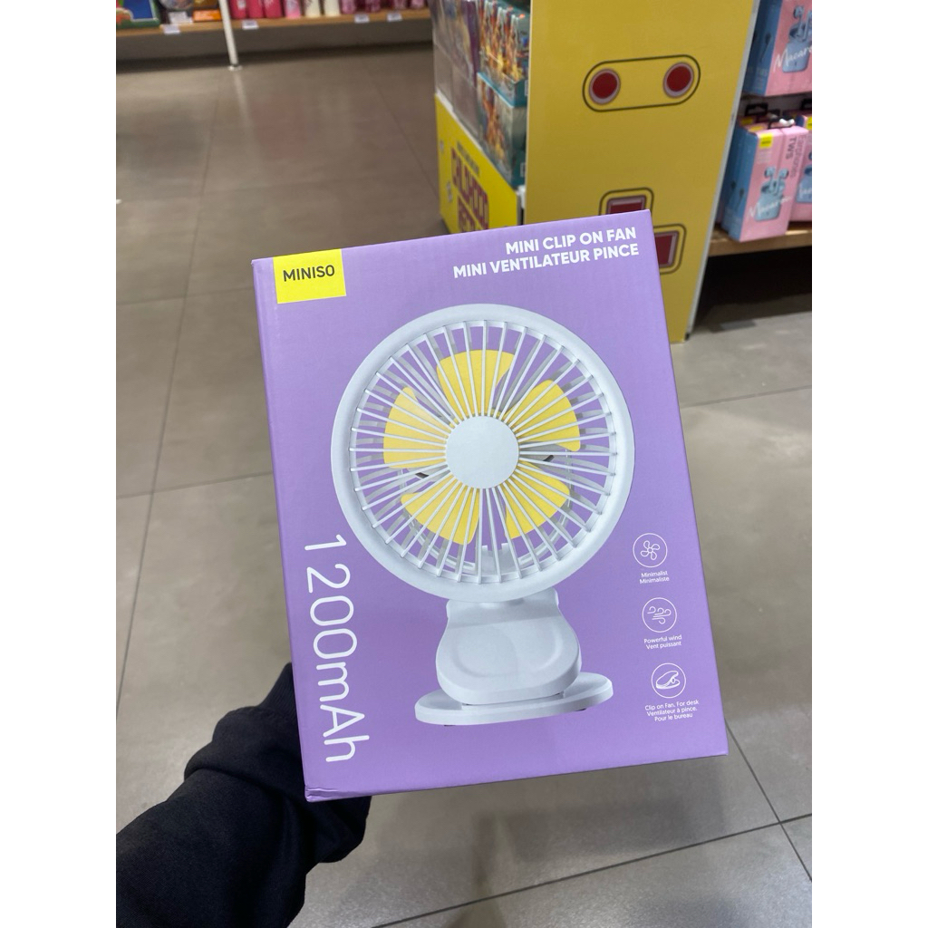 Jual Miniso - Mini Clip On Fan 1200mAh (White) | Shopee Indonesia