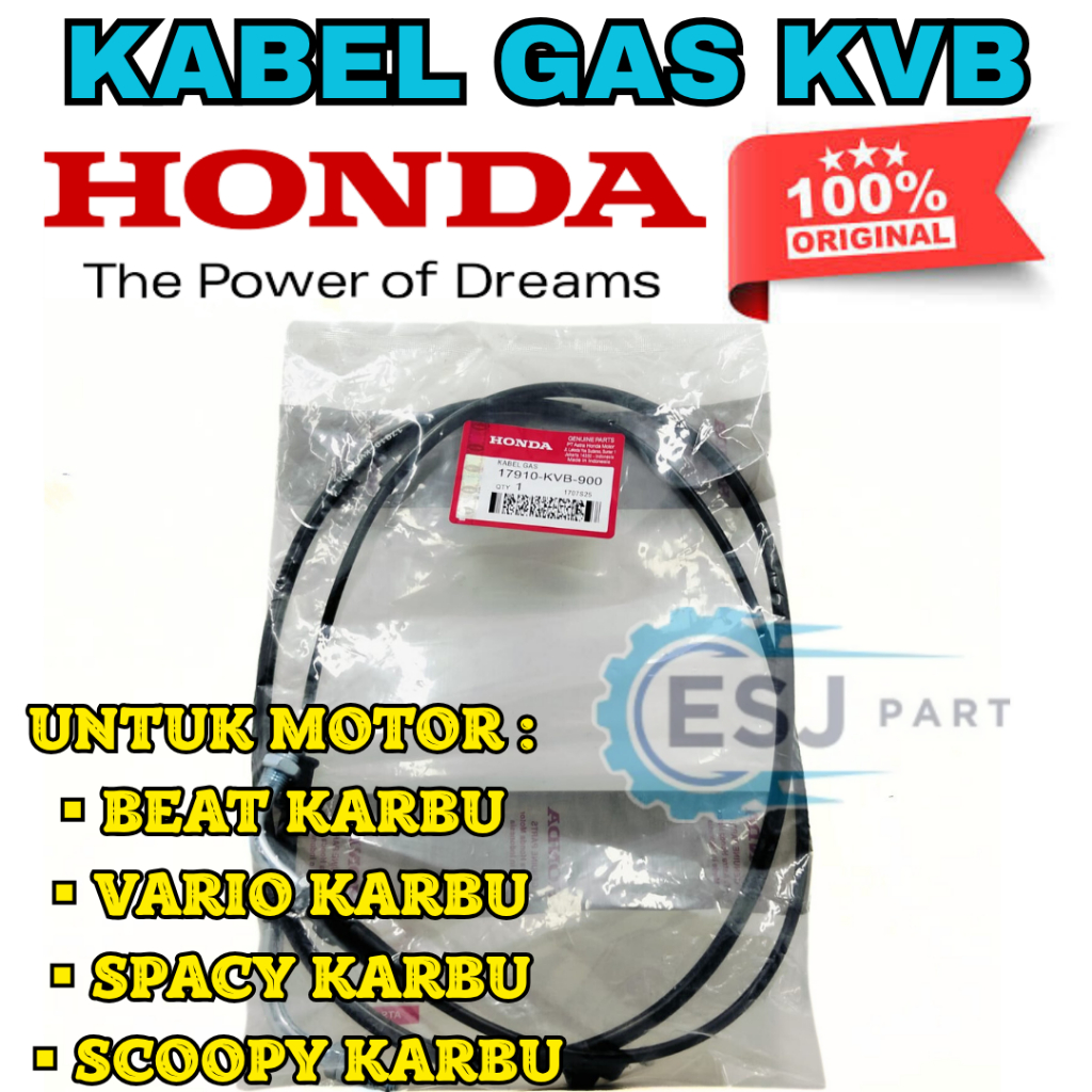 Jual ASLI ORIGINAL KABEL GAS KODE-KVB HONDA KVB UNTUK MOTOR Beat/Vario ...