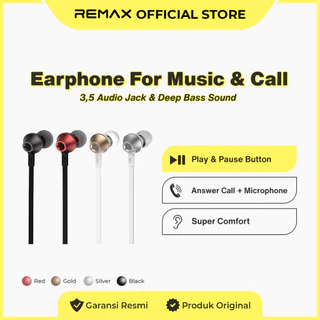 Remax Earphone RM-610D Original Bass HD Suara Jernih Handsfree Kabel Mic Gaming Musik Universal Type 3.5mm