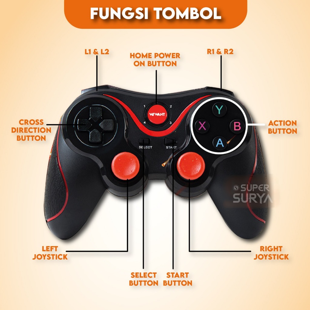 Jual Gamepad X3 Joystick Bluetooth Plus Holder HP - X3 Wireless ...