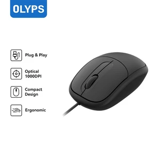 OLYPS Mouse Kabel USB Mini Optical 1000DPI Office Wired Mouse Ergonomis Desain Untuk PC/Laptop