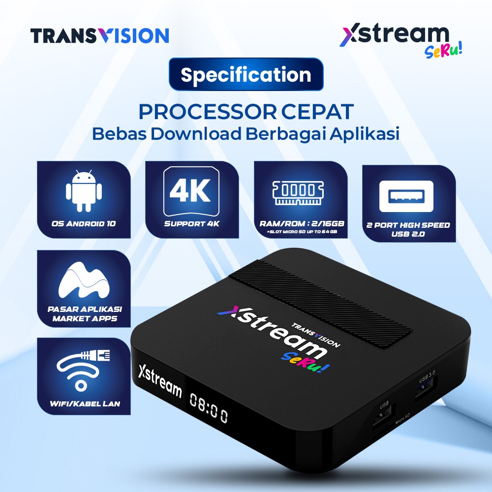 Jual Transvision Xstream Seru Android TV Box WiFi STB Smart TV Box FREE ...