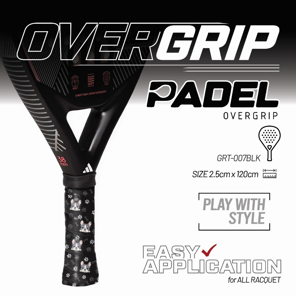 Jual Grip raket padel French Bulldog Grey / OVERGRIP racket / custom ...