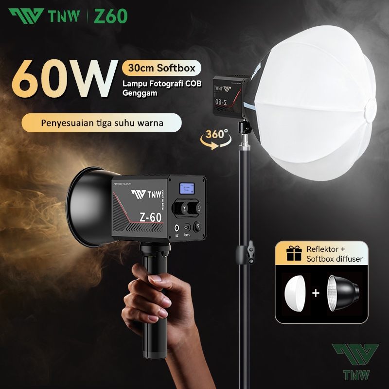 Jual TNW Z60 Rechargable LED Video Light Portable Softbox Lighting ...