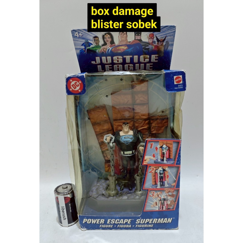 Jual box damage dc justice league power escape superman action figure ...