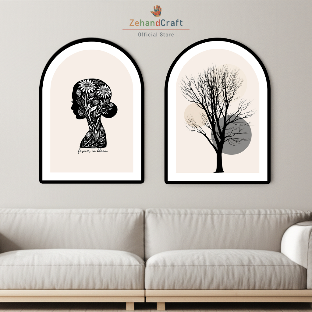 Zehandcraft - Hiasan Dinding Aesthetic Abstrak Figuratif Gaya Minimalis-Boho