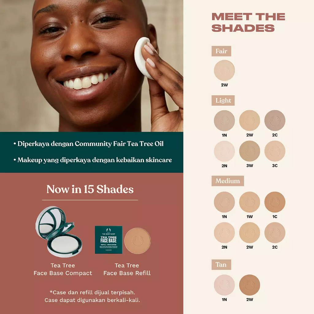 Jual Bedak The Body Shop Tea Tree Face Base 9gr Refill ORIGINAL Compact ...