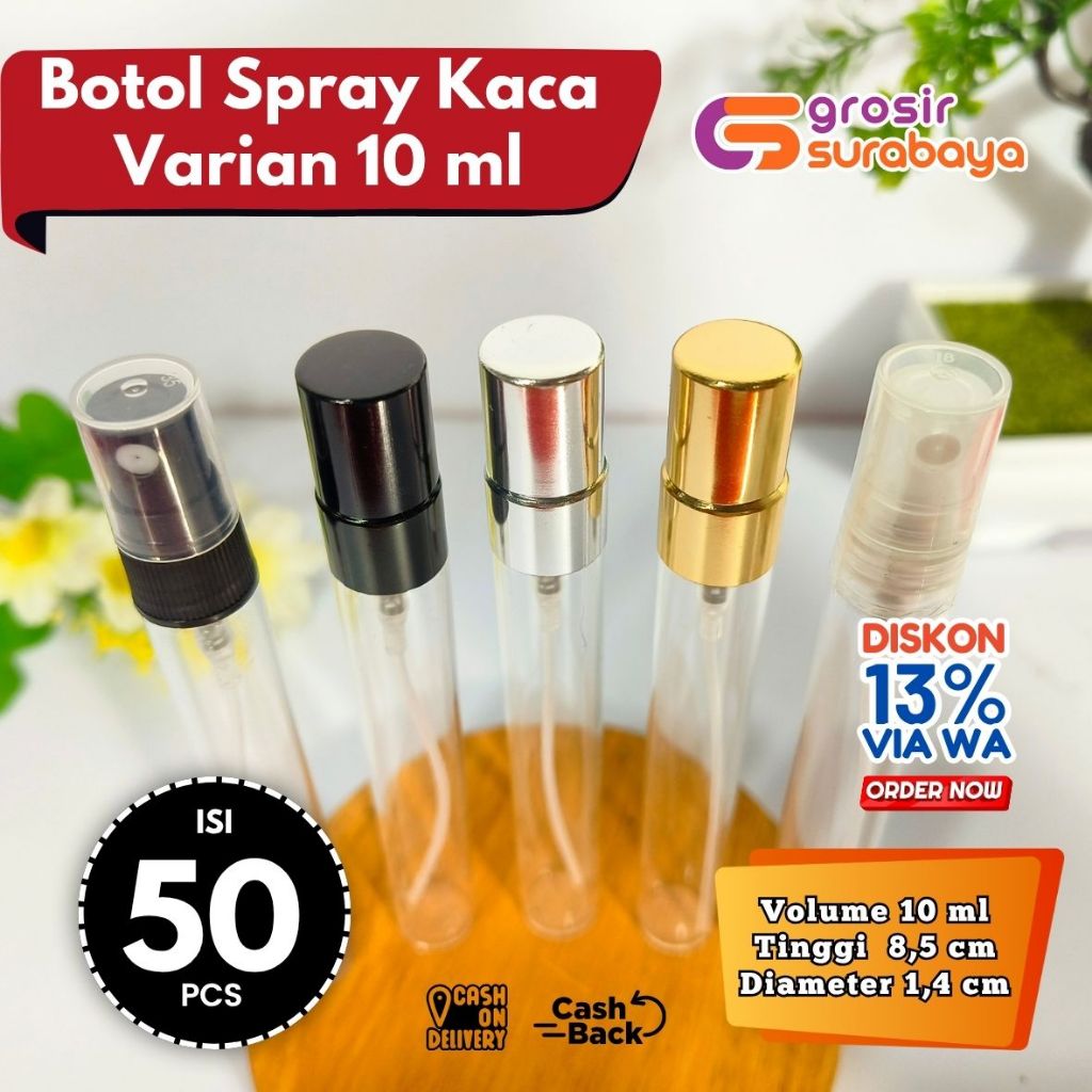 Jual [ISI 50] Botol Kaca Spray Semprot Parfum Mini Travel Portable ...