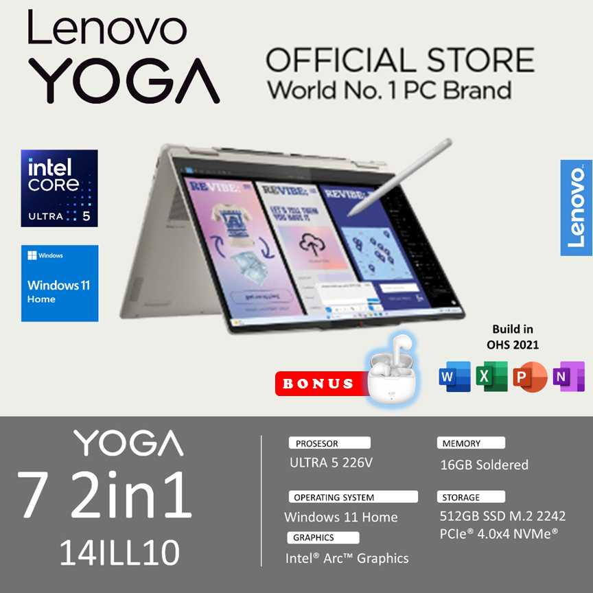 Jual LENOVO YOGA 7 2IN1 14 OLED ULTRA 5 226V 16GB 512GB W11+OHS 14 ...