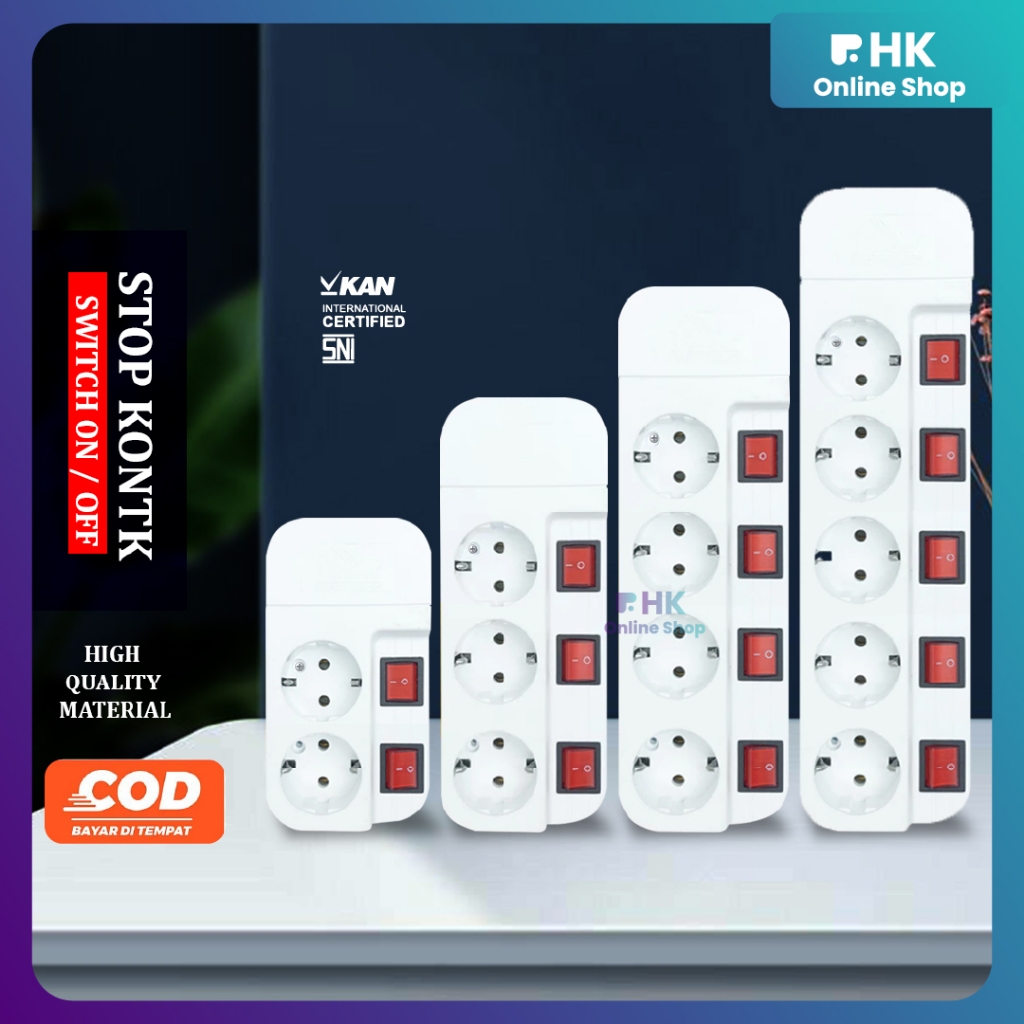 Jual Stop Kontak 3 4 5 Lubang Switch On Off Masing-Masing / Stop Kontak ...