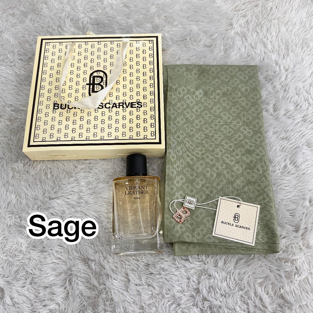 Buckle Scarves Box By Azara Hijab Segi Empat Monogram Embos Original Terbaru Free Box
