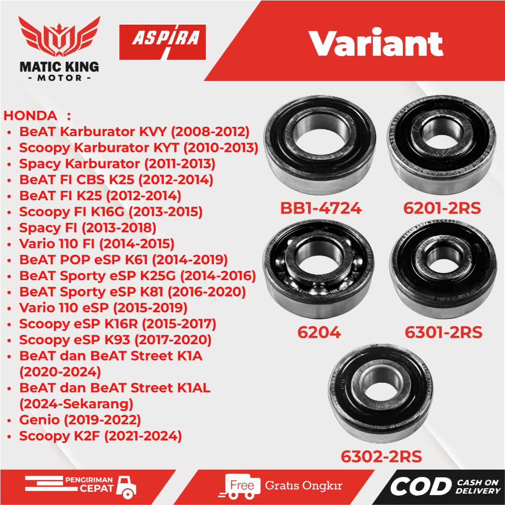 Jual Paket Bearing Laher Lahar Gigi Rasio Gardan Beat Vario Genio ...