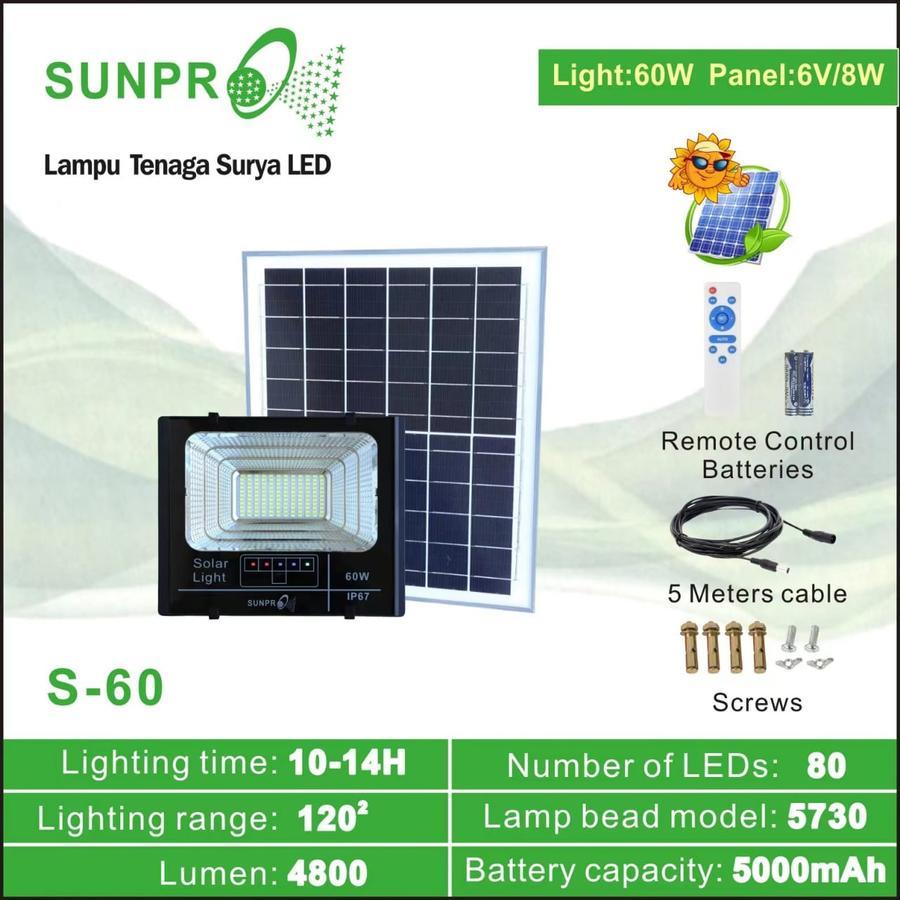 Jual Lampu Sorot Led Solar Light SUNPRO S-60 | Lampu SUNPRO S 60 Lampu ...