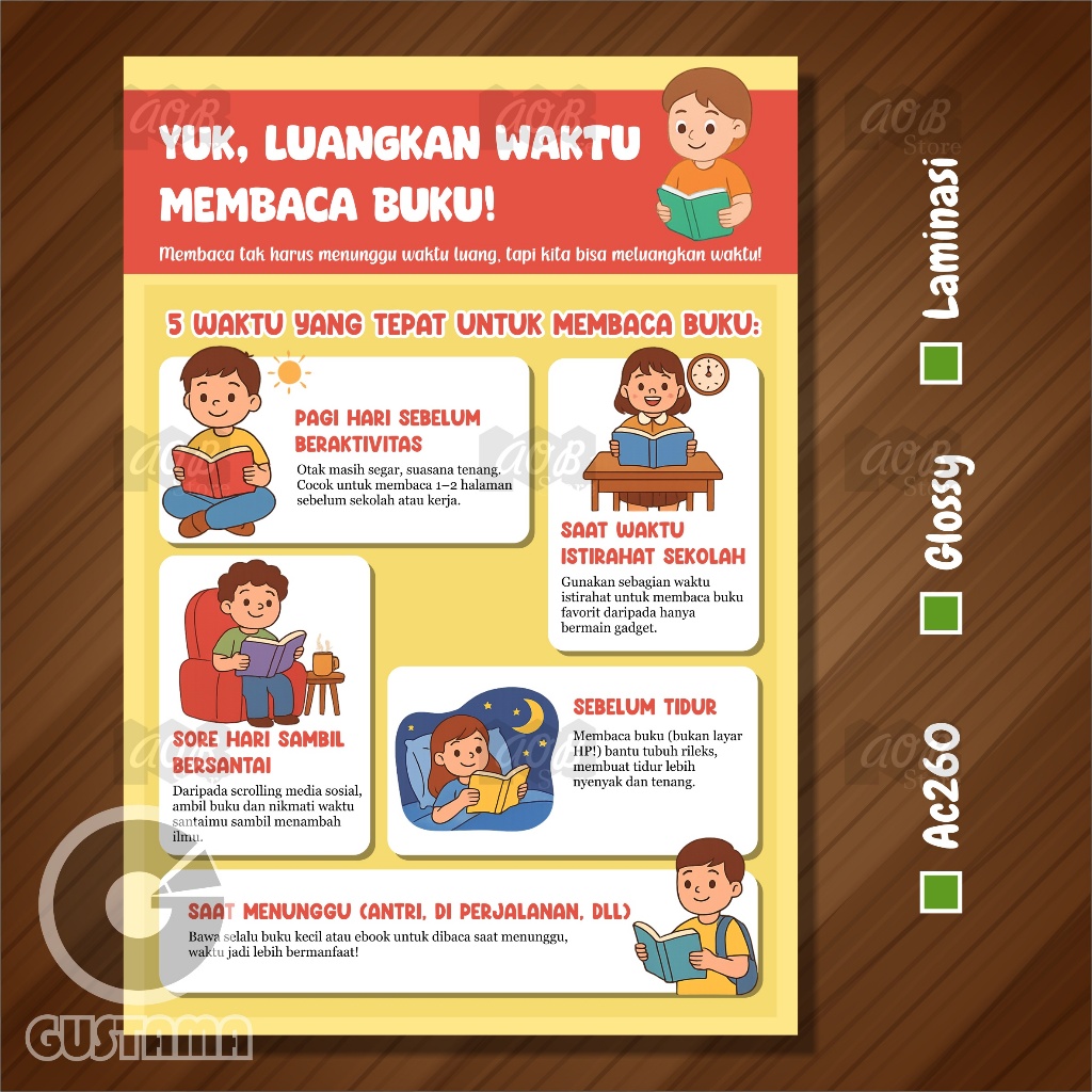 Jual Poster Waktu yang Tepat Untuk Membaca Buku, Poster Edukasi Poster ...