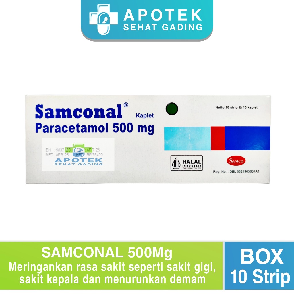 Jual Samco Samconal Box 100 Tablet | Paracetamol 500mg | Shopee Indonesia