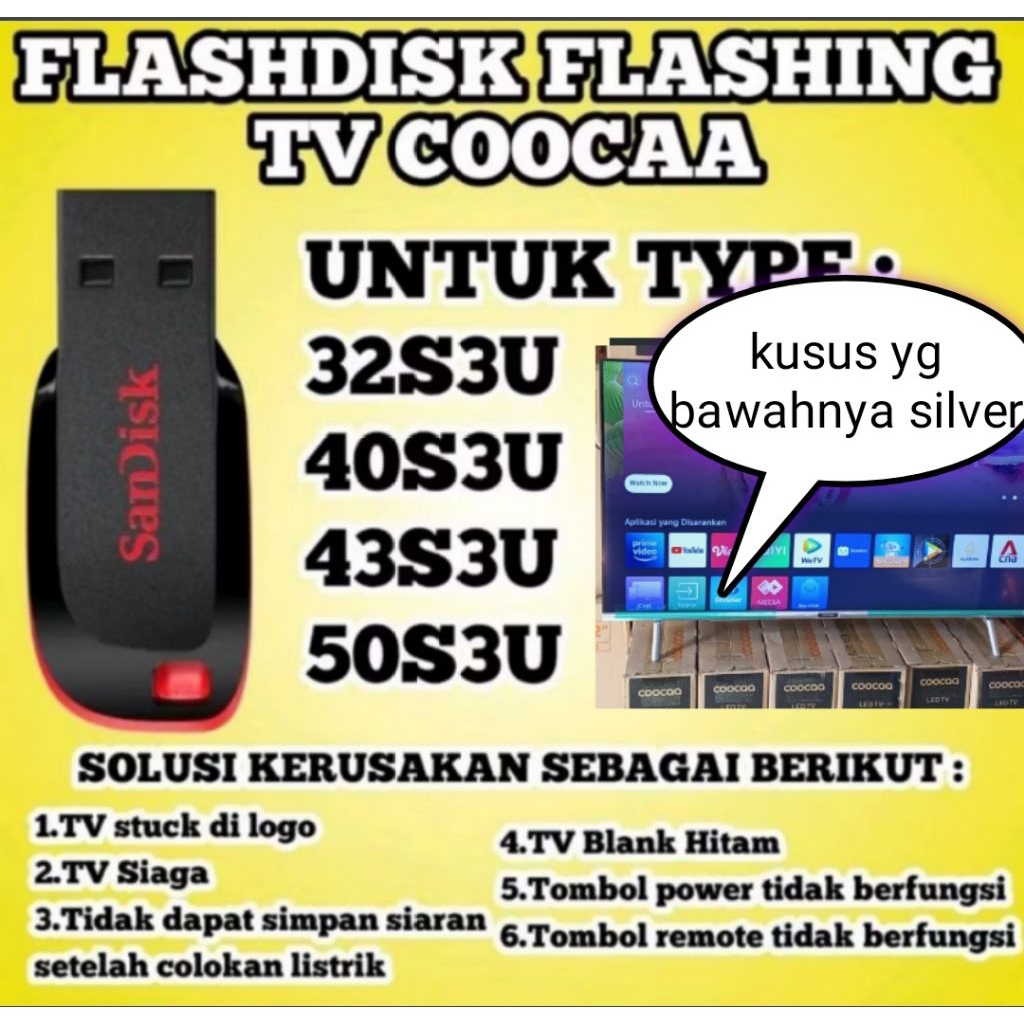 Jual Flashdisk flashing firmware TV coocaa 32s3u 40s3u 43s3u 50s3u ...