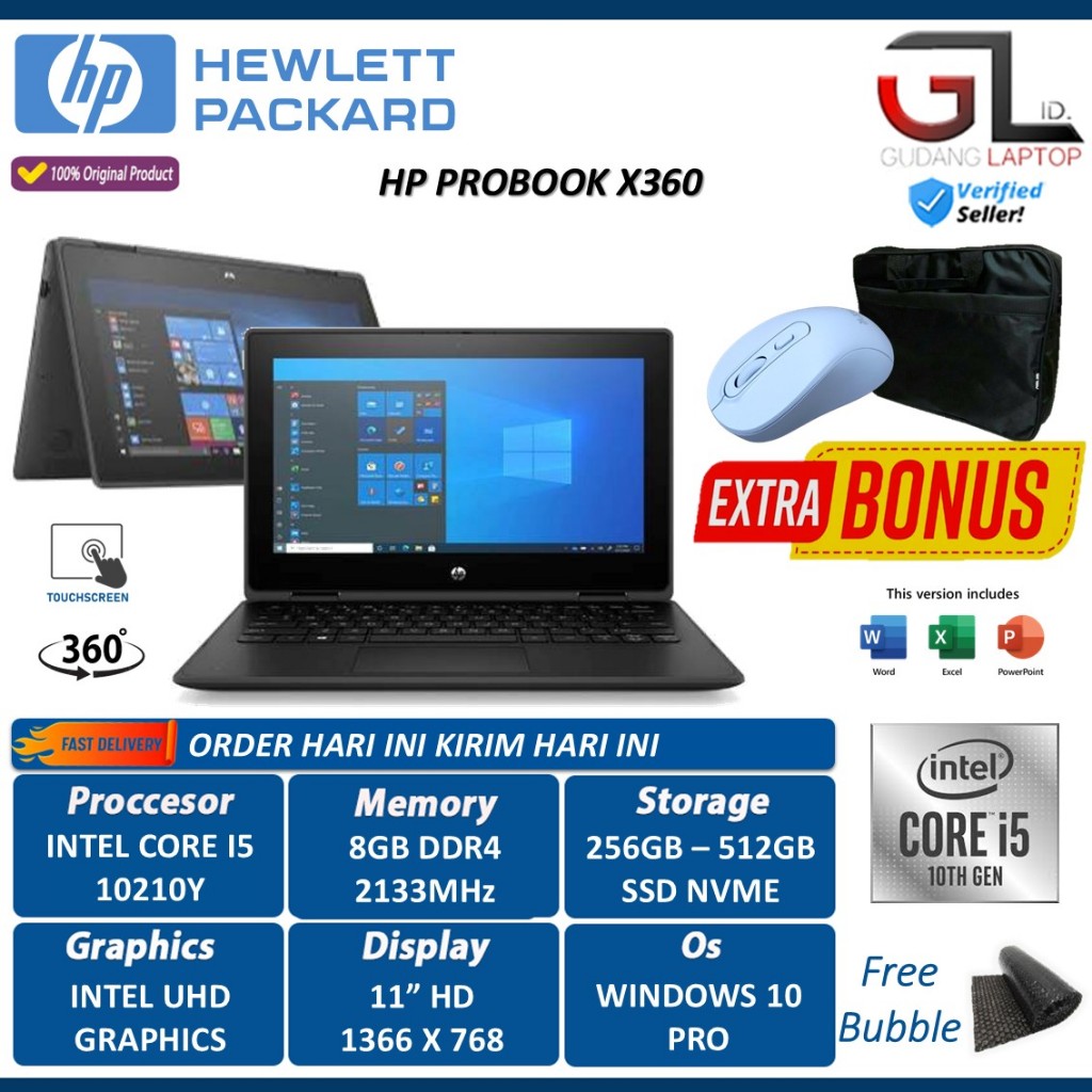 HP ProBook X360 11 G6 EE 2-in-1 Laptop Touchscreen, Intel