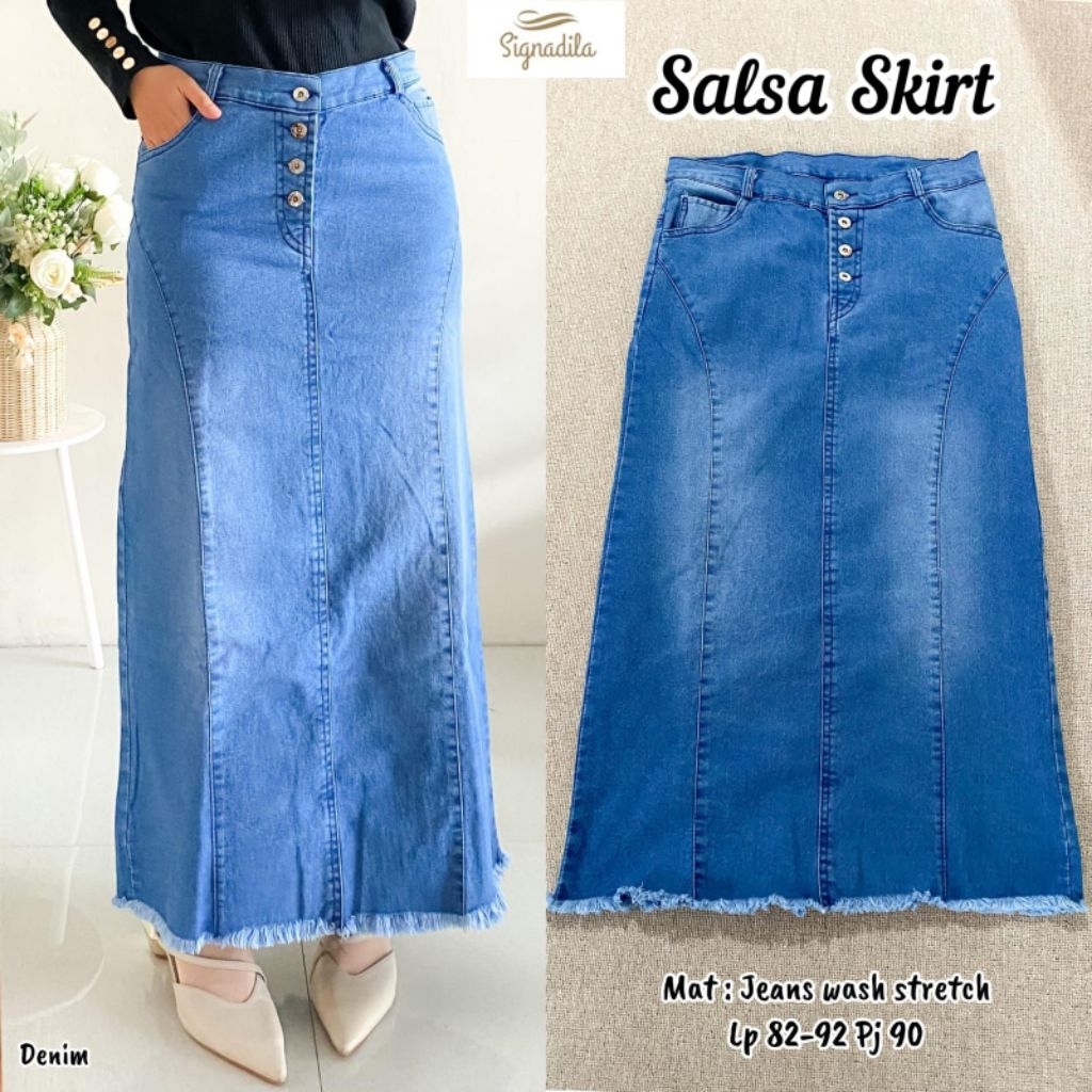 Jual MOCA Salsa Skirt Signadila Rok Skirt Allsize No Varian Jeans Denim ...
