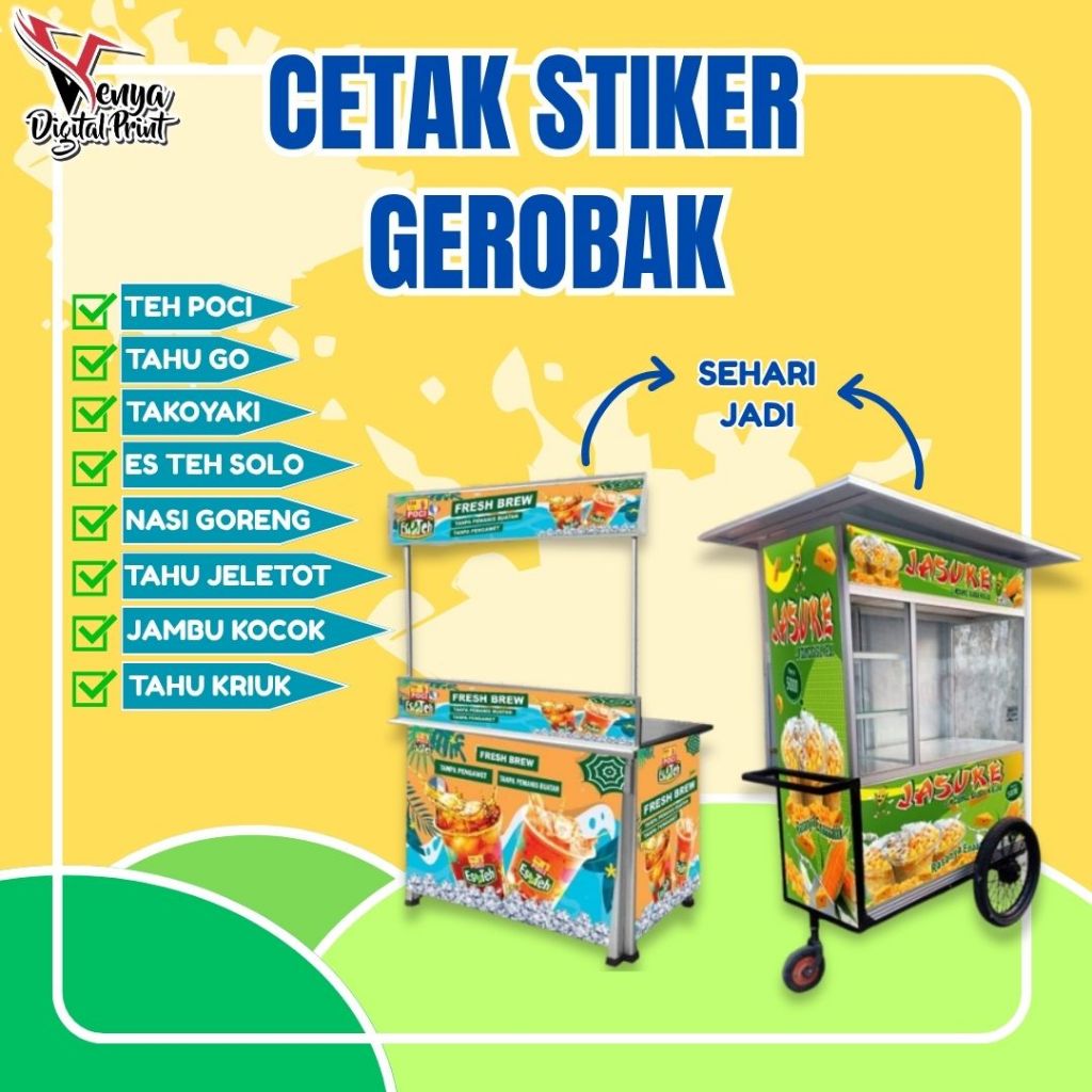 Jual CETAK STIKER GEROBAK STICKER GEROBAK ES TEH SOLO TAKOYAKI ES TEH ...