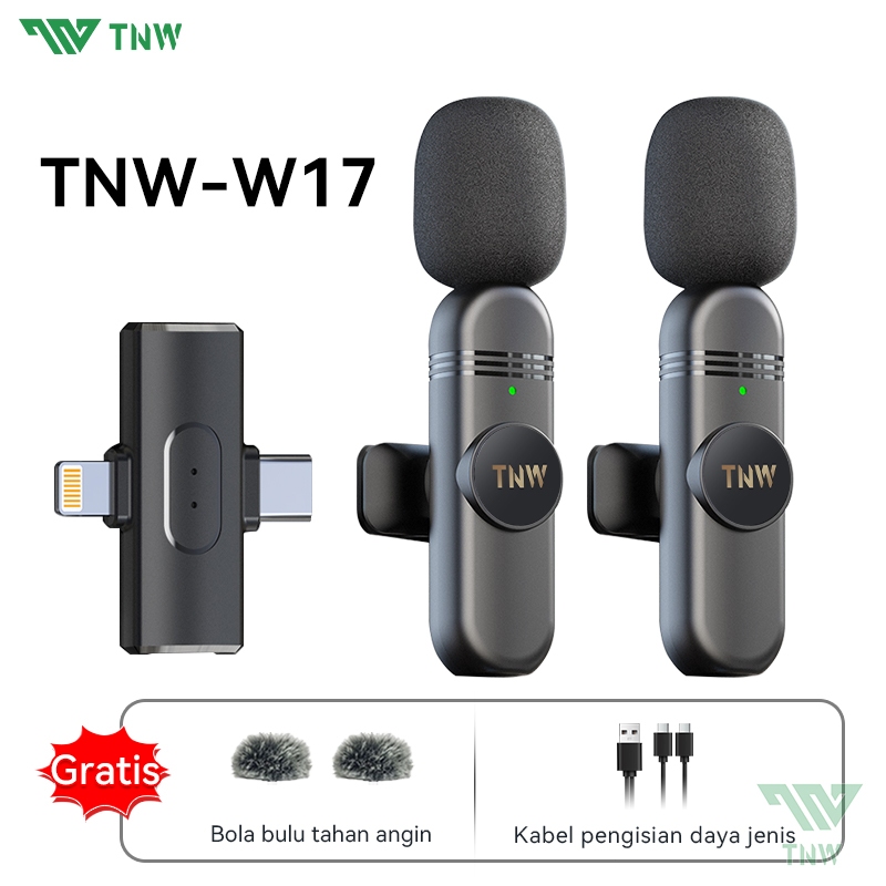 Gambar produk TNW W16 /W17 2 In 1 Wireless Microphone Clip On Mic Portable Microphone Mikrofon Lavalier HP Untuk TikTok YouTube Facebook Live Streaming 7