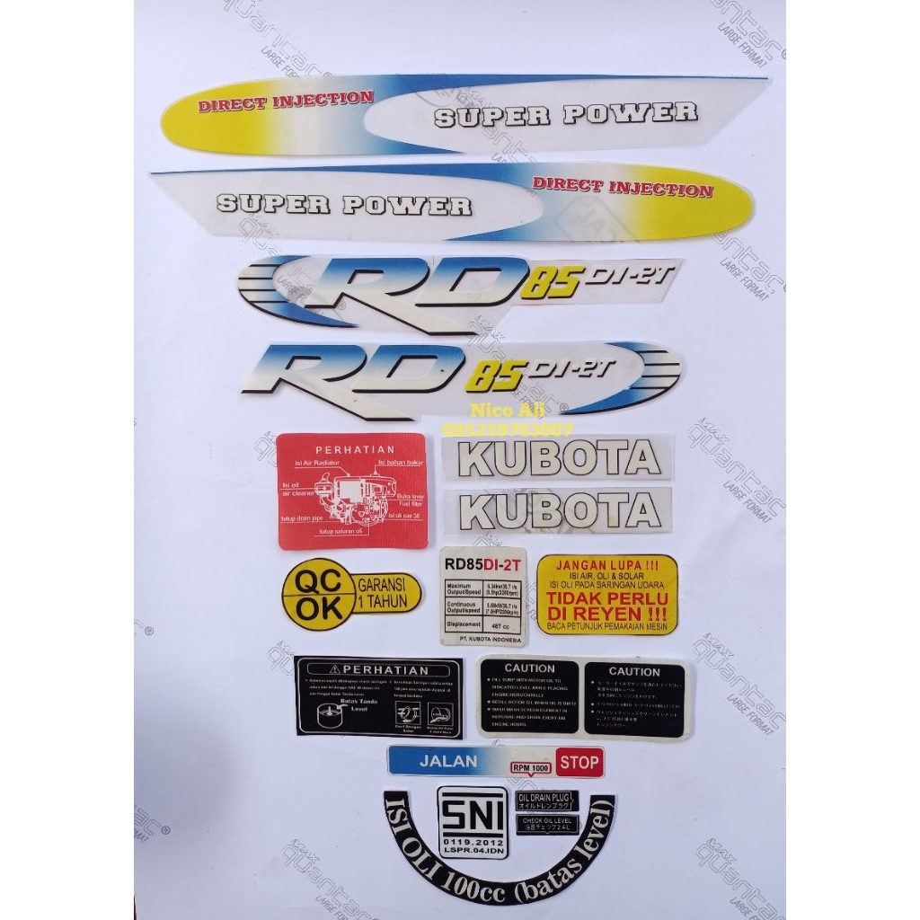 Jual Stiker kubota 2t rd 85 transparan | Shopee Indonesia