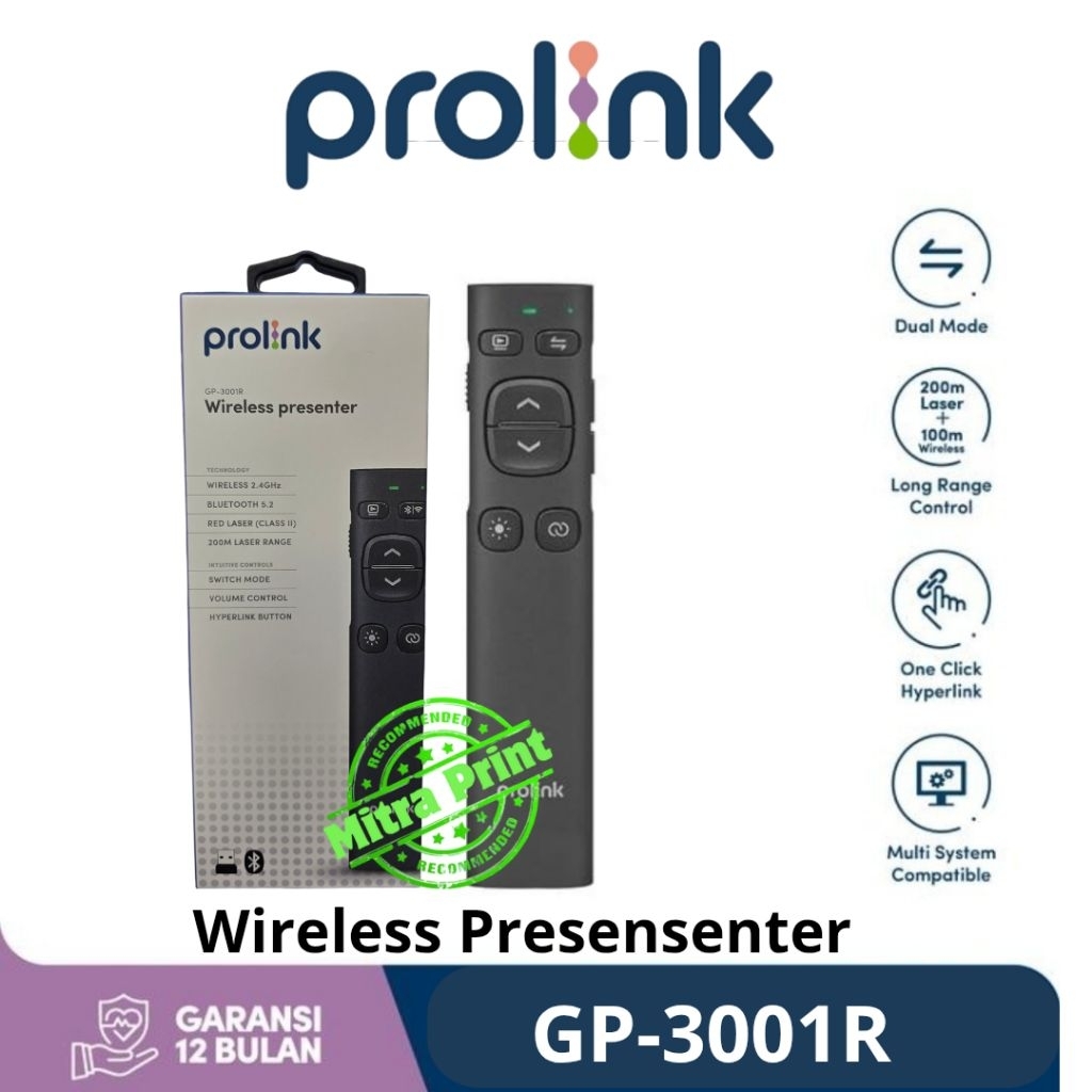 Jual Pro-link Wireless Presensenter Dual Mode Wireless Bluetooth Red ...
