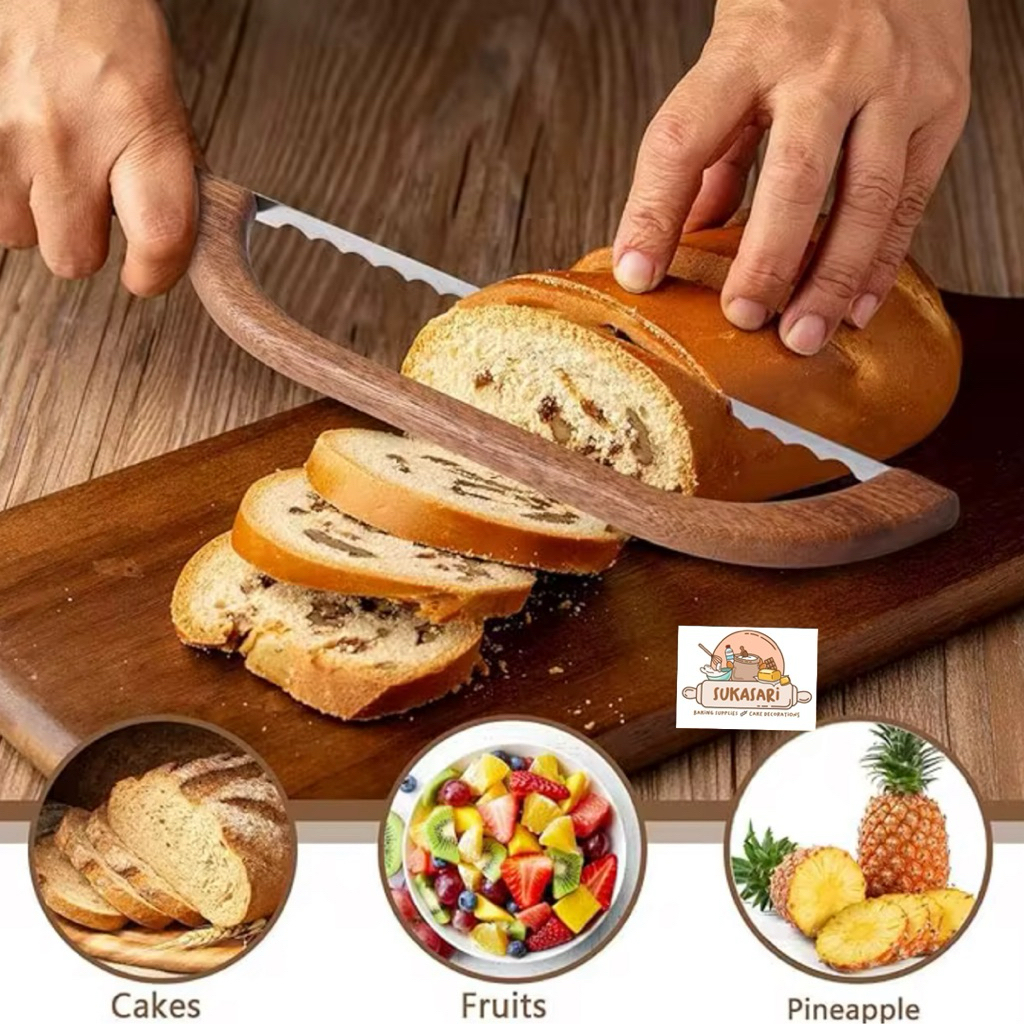 Jual Wooden Bread Knife 27 cm Pisau Roti Saw bergerigi untuk roti Keras ...